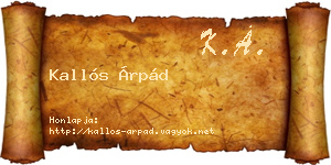 Kallós Árpád névjegykártya